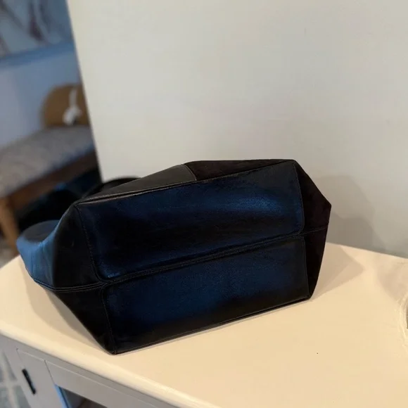 STAUD IDA Tote bag in calf leather and suede black medium large designer classic - Picture 8 of 15